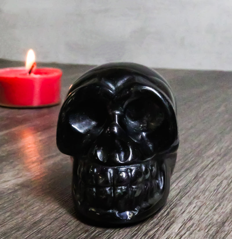 Metaphysical Protection Healing Crystal Black Obsidian Stone Mini Skull Figurine