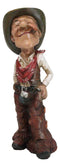 Rustic Western Cartoon Cowboy With Hat Gun Rope Saddle Smoking Cigar Figurine