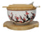 White Ume Plum Blossoms Donburi Ramen Bowl With Lid Trivet Spoon Chopsticks Set