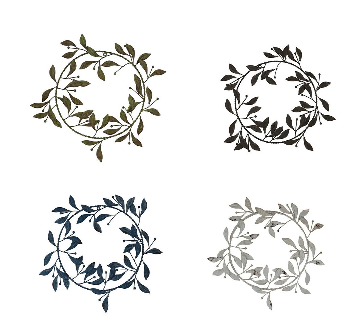 Set of 4 Large 17" Colorful Metal Tree of Life Floral Wreath Medallion Circle