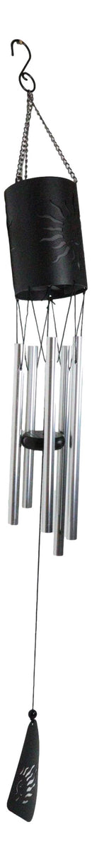 Belenos Sun God Cylindrical Steel Metal Filigree Hanging Solar Wind Chime