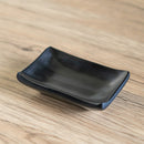Pack Of 6 Ridged Matte Black Melamine Rectangular Condiment Sauce Dish 2oz
