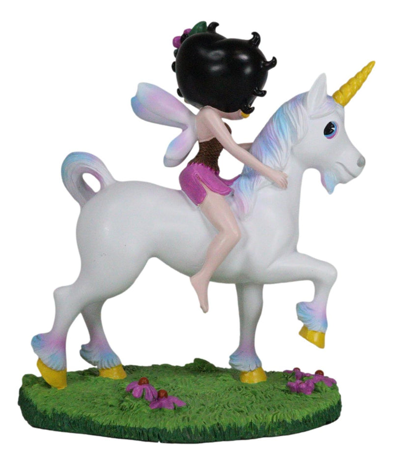 Lady Of Enchantment Pink Sweet Betty Boop Fairy With Rainbow Unicorn Figurine
