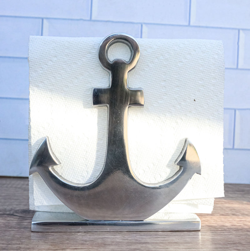 Aluminum Sailor Marine Sea Ship Anchor Decorative Paper Napkin Holder Sculpture