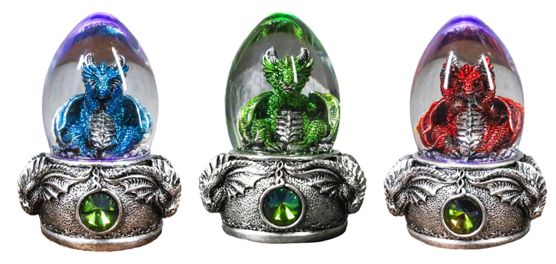 See Hear Speak No Evil Colorful Wyrmling Dragons In Acrylic Eggs Figurines Set