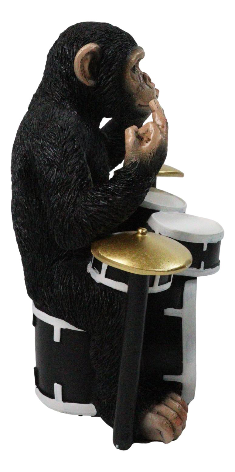 Ebros Cheeky Monkey Chimpanzee Drummer With Middle Finger Figurine 8"