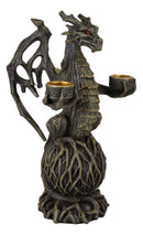 Forest Tree Ent Greenman Dendritic Dragon On Globe Double Candleholder Figurine