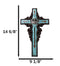 Rustic Faux Wood Turquoise Floral Scrollwork Arrows And King's Crown Wall Cross