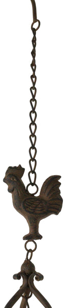 Cast Iron Rustic Chicken Rooster Hanging Garden Patio Bell Wind Chime Decor