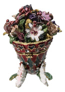 Floral Cornucopia Horn Of Plenty Pewter Austrian Crystals Trinket Jewelry Box