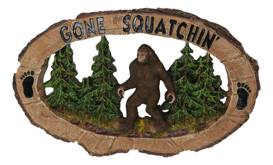 Rustic Forest Sasquatch Big Foot by Pine Trees Gone Squatchin' Wall Decor Plaque