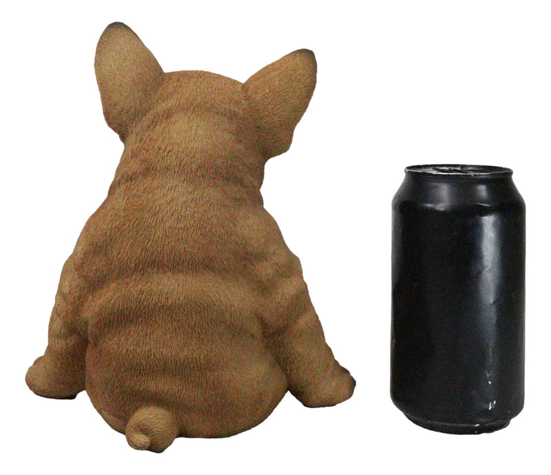 Laid Back Sitting Realistic Adorable French Bulldog Puppy Dog Figurine 7.5"H