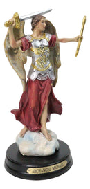 Archangel Saint Michael Holding Sword And Scroll Figurine With Brass Name Plate