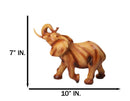 Lucky Elephant Figurine with Trunk Up Faux Wood Carved Look Home Décor 10" Long
