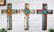 Pack Of 3 Rustic Western Tuscany Scrollwork Turquoise Amber Gems Wall Crosses