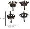 Pack Of 4 Cast Iron Medieval Royalty King and Queen Crowns Wall Coat Hooks