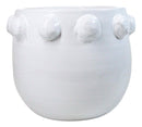 Modern Chic White Round Ribbed Design Terracotta Floral Planter Pot 11"Wide