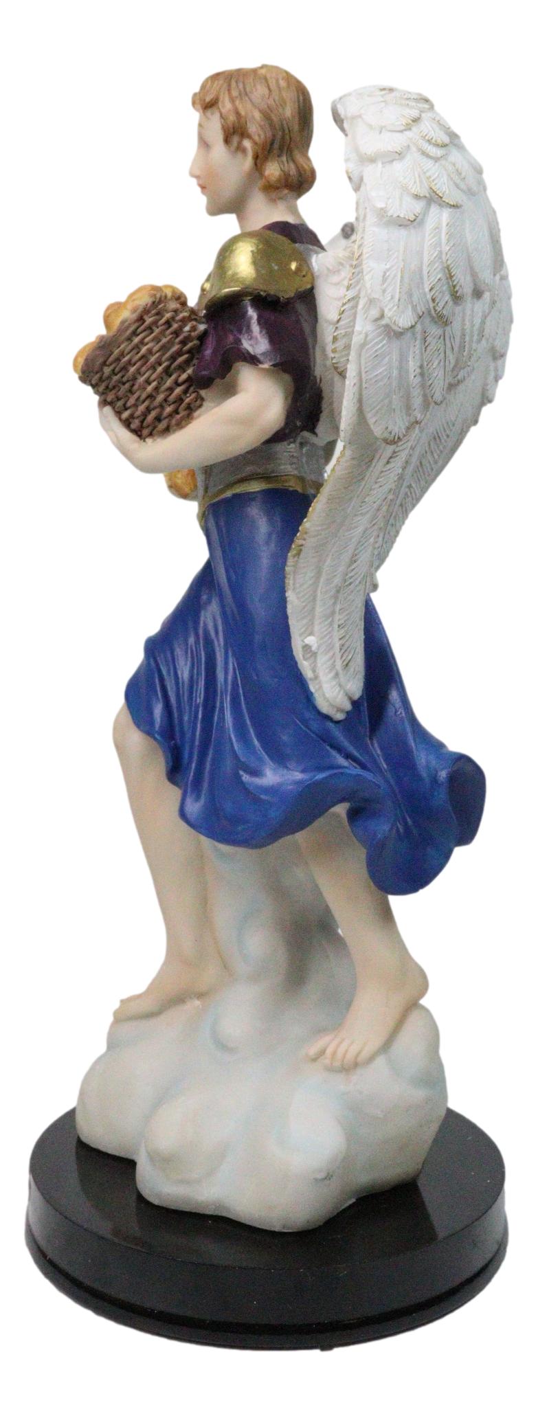 Archangel Saint Barachiel Carrying Bread Basket Christian Figurine W/ Base 12"H