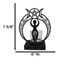 Wicca Danu Spiral Goddess Triple Moon Metal Votive Tea Light Candle Holder
