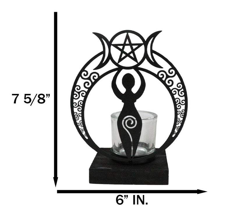 Wicca Danu Spiral Goddess Triple Moon Metal Votive Tea Light Candle Holder