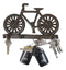 Rustic Cast Iron Hobby Pastime Bicycle Quadruple Multi Peg Wall Coat Hat Hook 8"