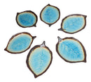 Pack Of 6 Blue Sky Aozora Kannyu Ceramic Leaf Shaped Appetizer Salad Plates