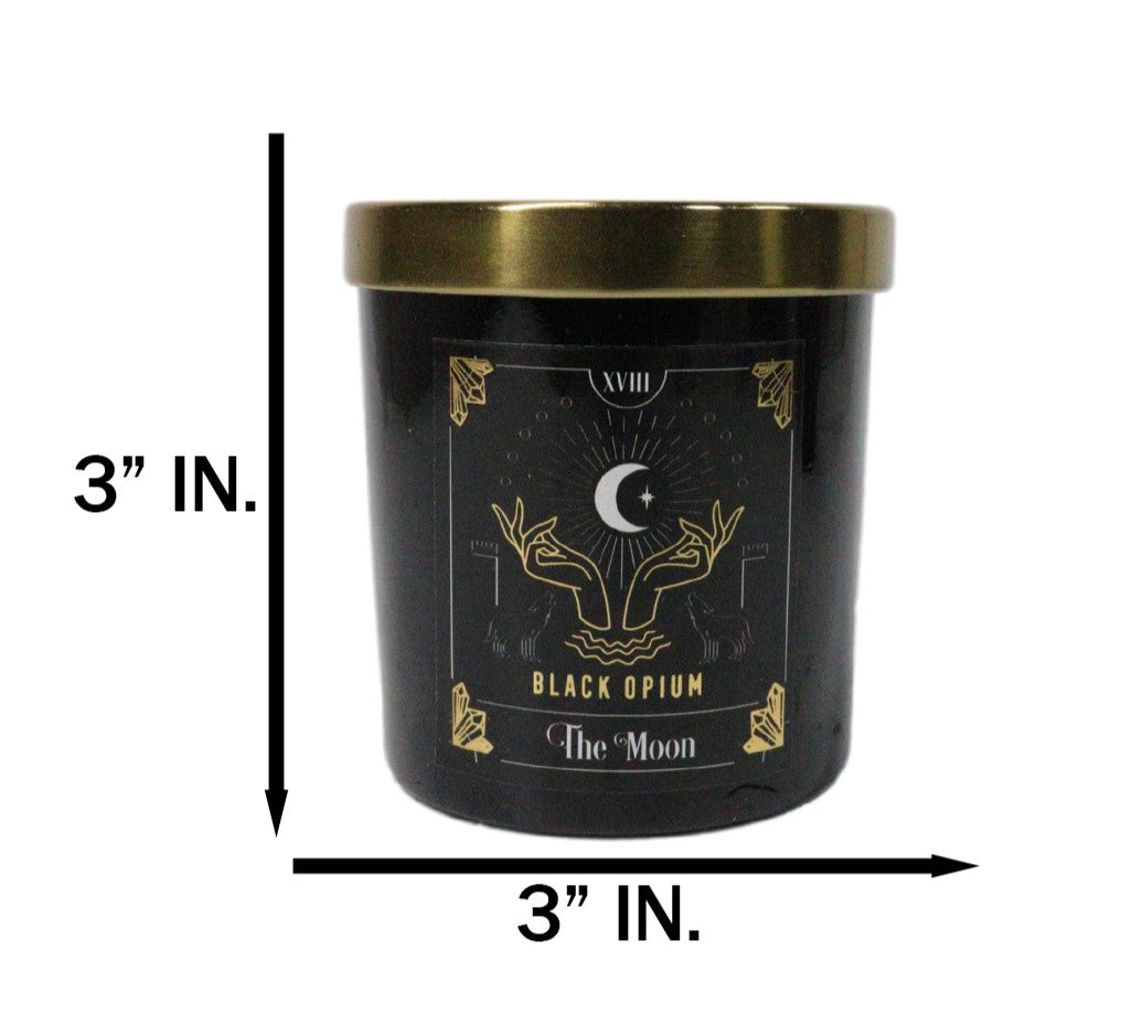 Wicca Witchcraft Mystic Tarot The Moon Black Opium Scented Candle With Gold Lid
