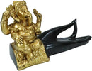 Hindu Golden Elephant God Ganesha Shunya Mudra Palm Hand Votive Candle Holder