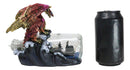 Red Gold Dragon On Ocean Waves Rock With Ship Trapped in LED Bottle Figurine