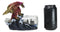 Red Gold Dragon On Ocean Waves Rock With Ship Trapped in LED Bottle Figurine