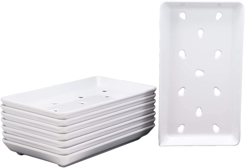 Ebros White Neta Zara Sushi Sashimi Plate With Drip Holes 8.75"L x 5"W PACK OF 8