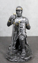 Kneeling Medieval Suit Of Armor Crusader Knight With Sword And Helmet Figurine