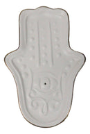 Wicca Mystical White Hamsa Palm with Evil Eye Hand Incense Stick Holder Dish