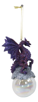 Ruth Thompson Purple Maelstrom Dragon On Pearl Glass Ball Ornament Figurine 5"H