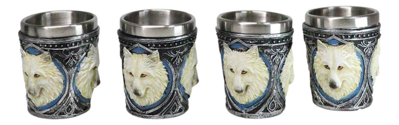 Mythical Fantasy Albino Snow White Wolf Shot Glasses 2-Ounce Set Of 4 Novelties