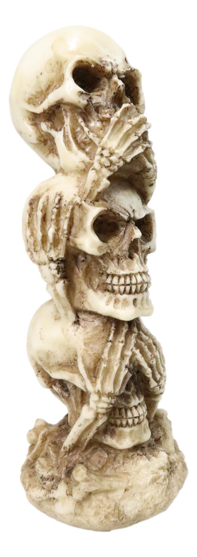 Funny Triple Stacked See Hear Speak No Evil Skulls Home Decor Figurine 7"H