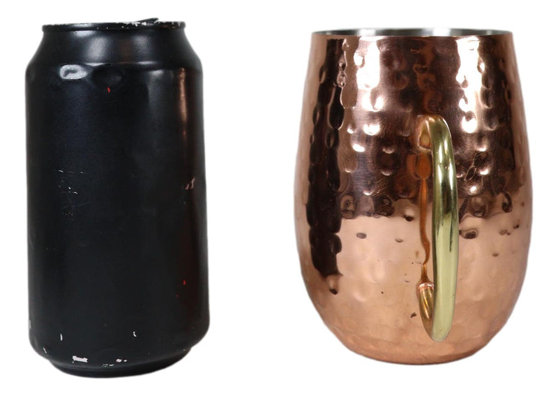 Moscow Mule Copper Plated Stainless Steel Hammered Barrel Cup Mug Gold Handle