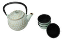 Mint Green Honeycomb Petite Cast Iron Teapot 10oz With 4 Mini Tea Cups Set