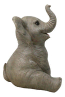 Wildlife African Savanna Elephant Young Calf with Trunk Up Figurine 5"