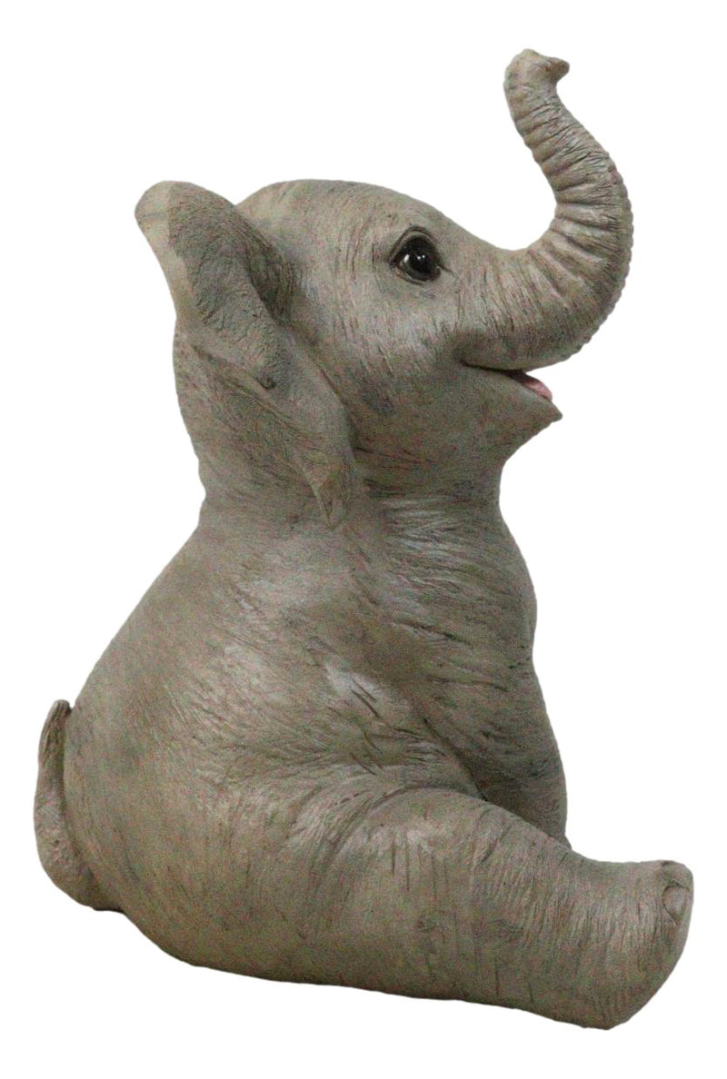 Wildlife African Savanna Elephant Young Calf with Trunk Up Figurine 5"