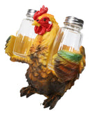 Rustic Farmhouse Country Rooster Chicken Salt and Pepper Shakers Holder Set 7"H