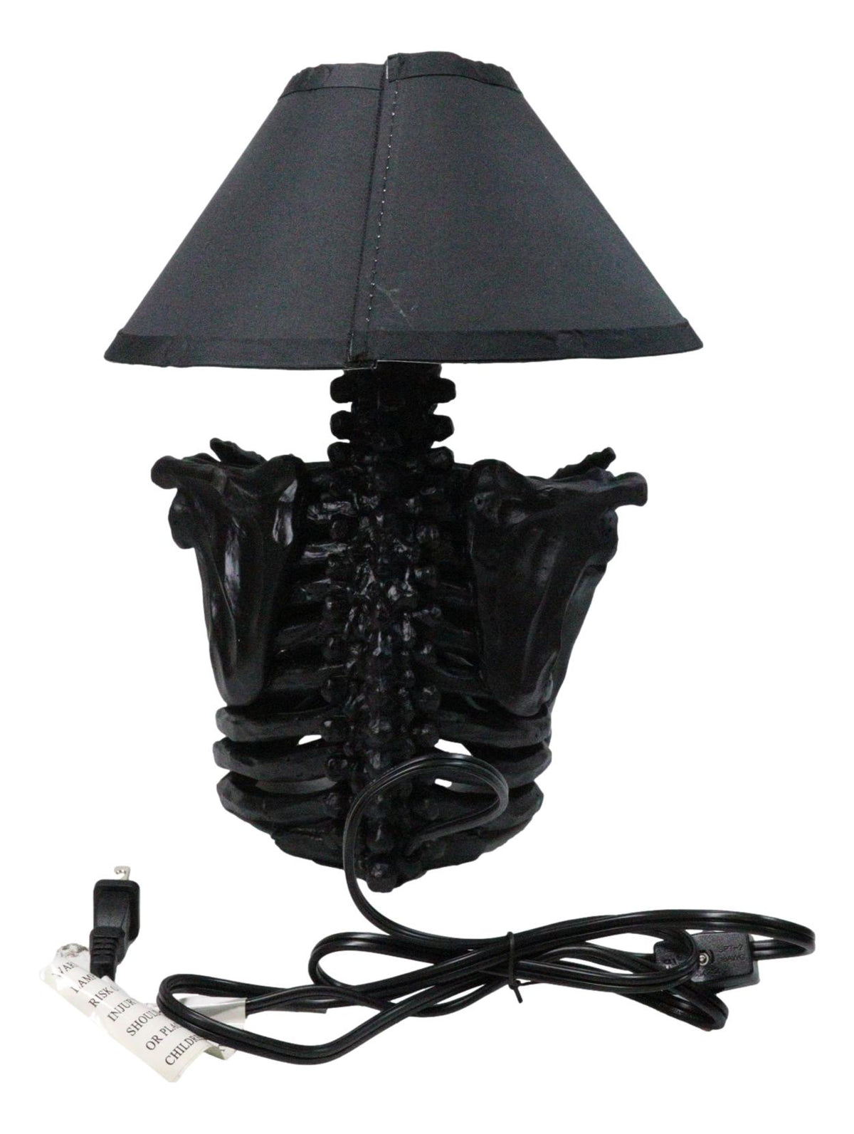 Ebros Gift Silent Half Skeleton Ribcage Crossed Arms Table Lamp with Black Shade