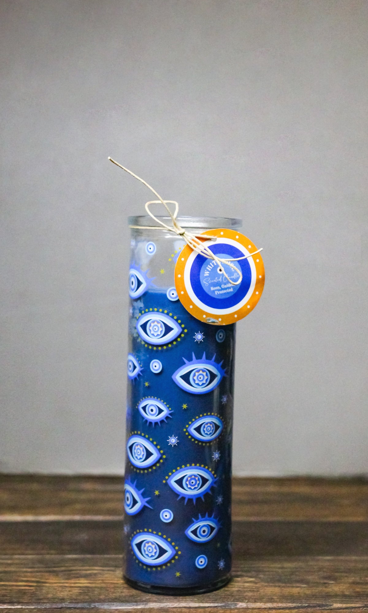 Ebros Wicca All Seeing Eye White Rose Scented Candle in Glass Tube 8.25 Inch