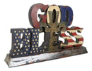 Rustic Western Patriotic United States Flag With Cross God Bless Desktop Plaque