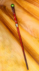 Sorcery Witchcraft Faux Wood Silver Scrollwork Golden Pearl Magic Wand 14"L