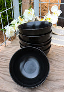 Pack Of 6 Black Kokuyo Minimalist Ceramic Medium Soup Salad Rice Bowls 24oz