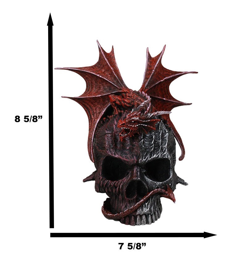 Infection Virus Zombie Skull With Red Wyvern Dragon Decorative Box Figurine