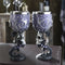Set Of 2 Gothic Death's Desire Silver Scrollwork Victorian Skull Wine Goblets
