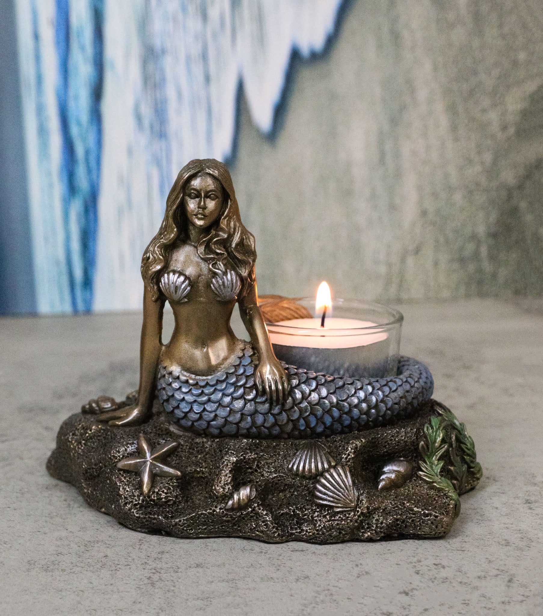 Art Nouveau Ocean Marine Siren Mermaid by Sea Stars Shells