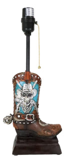 Rustic Western Country Skull With Crossed Pistols Cowboy Spur Boot Table Lamp